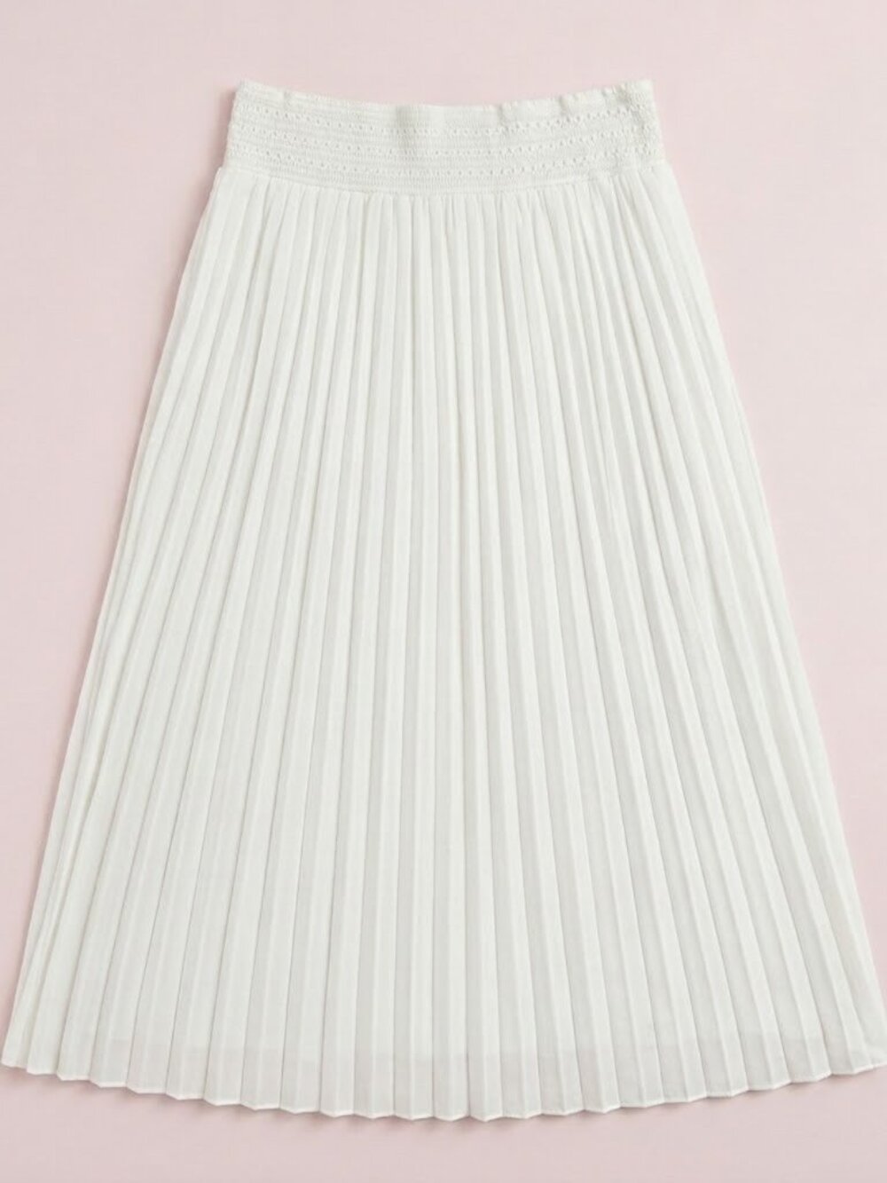 NWT Vintage White Pleated Maxi Skirt with Crochet Waistband